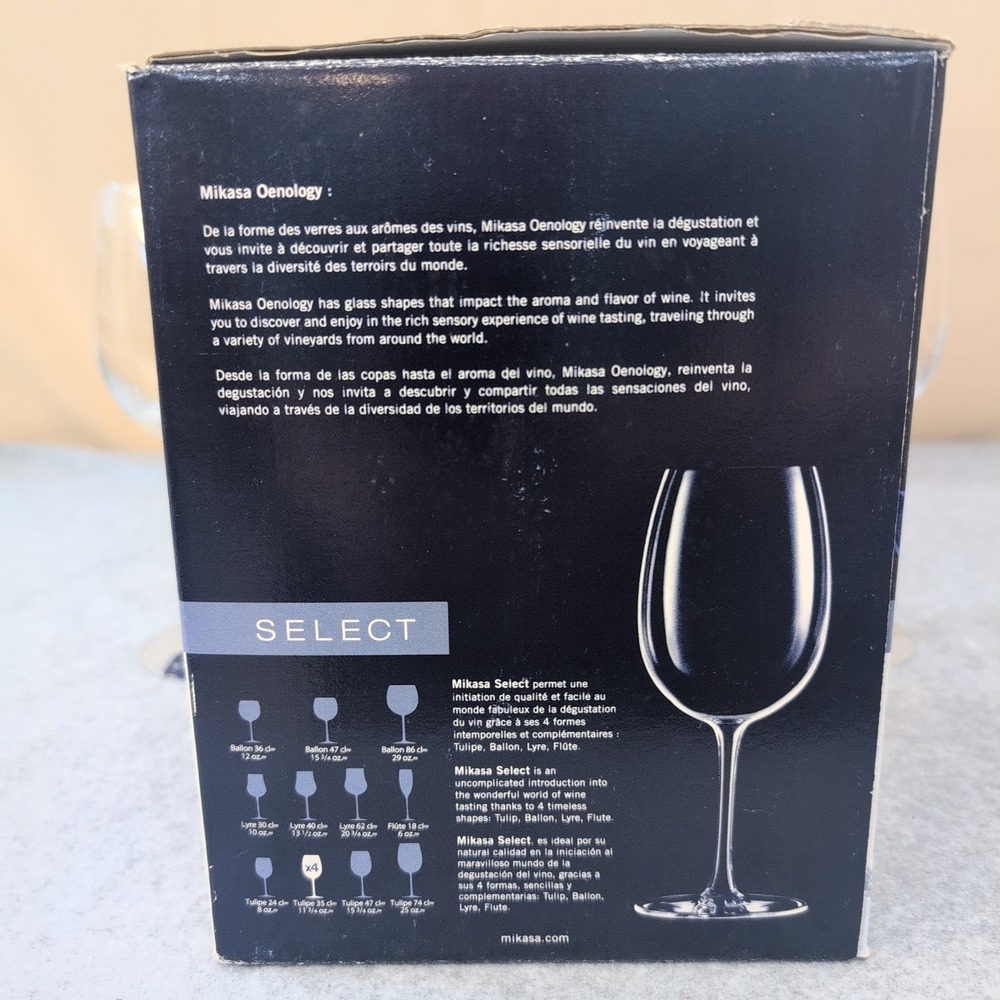 Mikasa Oenology Select Tulip Wine Glasses Set of 4 France Elegant Stemware NOS - Picture 3 of 8